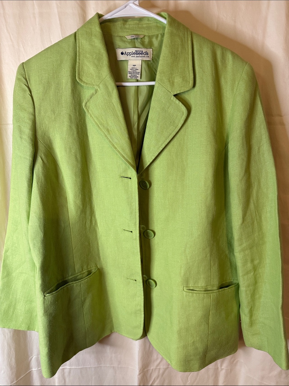 Appleseed's Bright Lime Green Linen-Blend Blazer